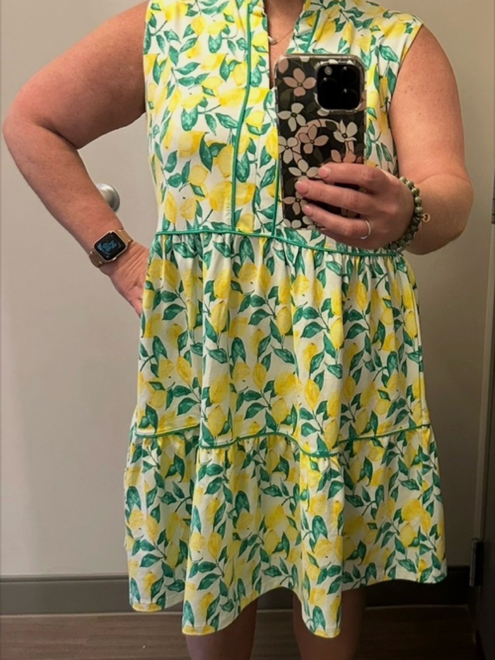 Duffield Lane Lemon Print Tiered Dress - Yellow & Green - Picture 8 of 16